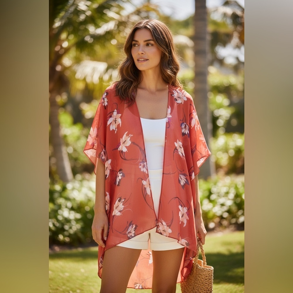 Emory Park Caley Red Floral Swim Coverup